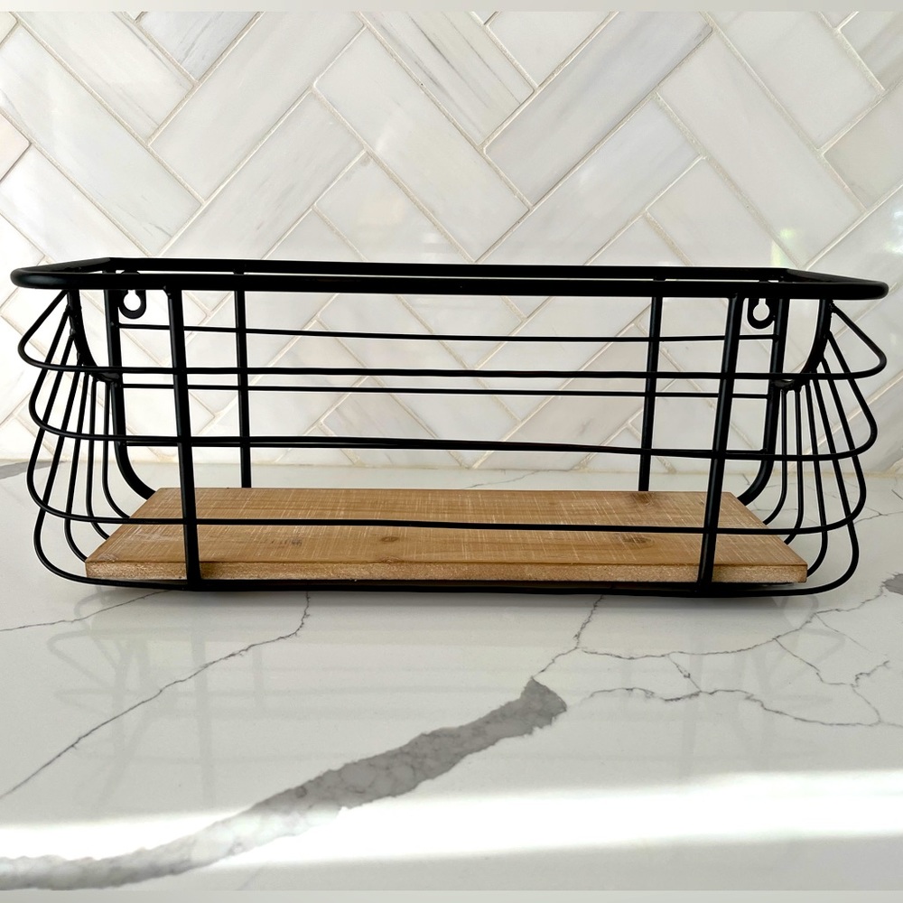 Brown and Black Single Wall Shelf